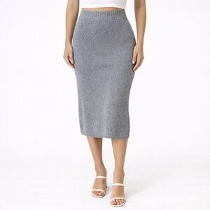 House Of Harlow 1960 Gray Ribbed Knit Midi Skirt Size XS